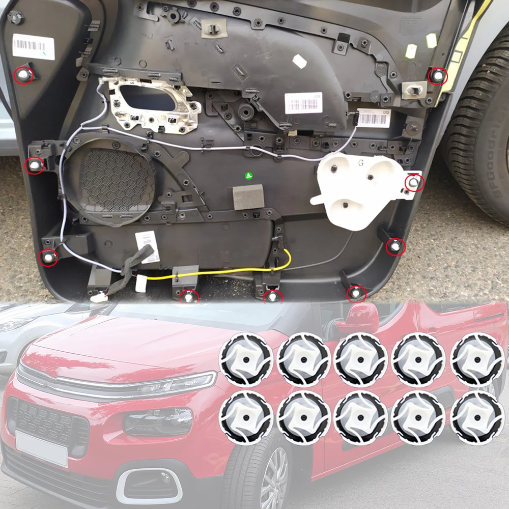 

10 шт. фиксаторы карты обшивки двери автомобиля для Citroen Berlingo K9 2018 2019 2020 2021 2022 Vauxhall Opel Combo Fiat Doblo
