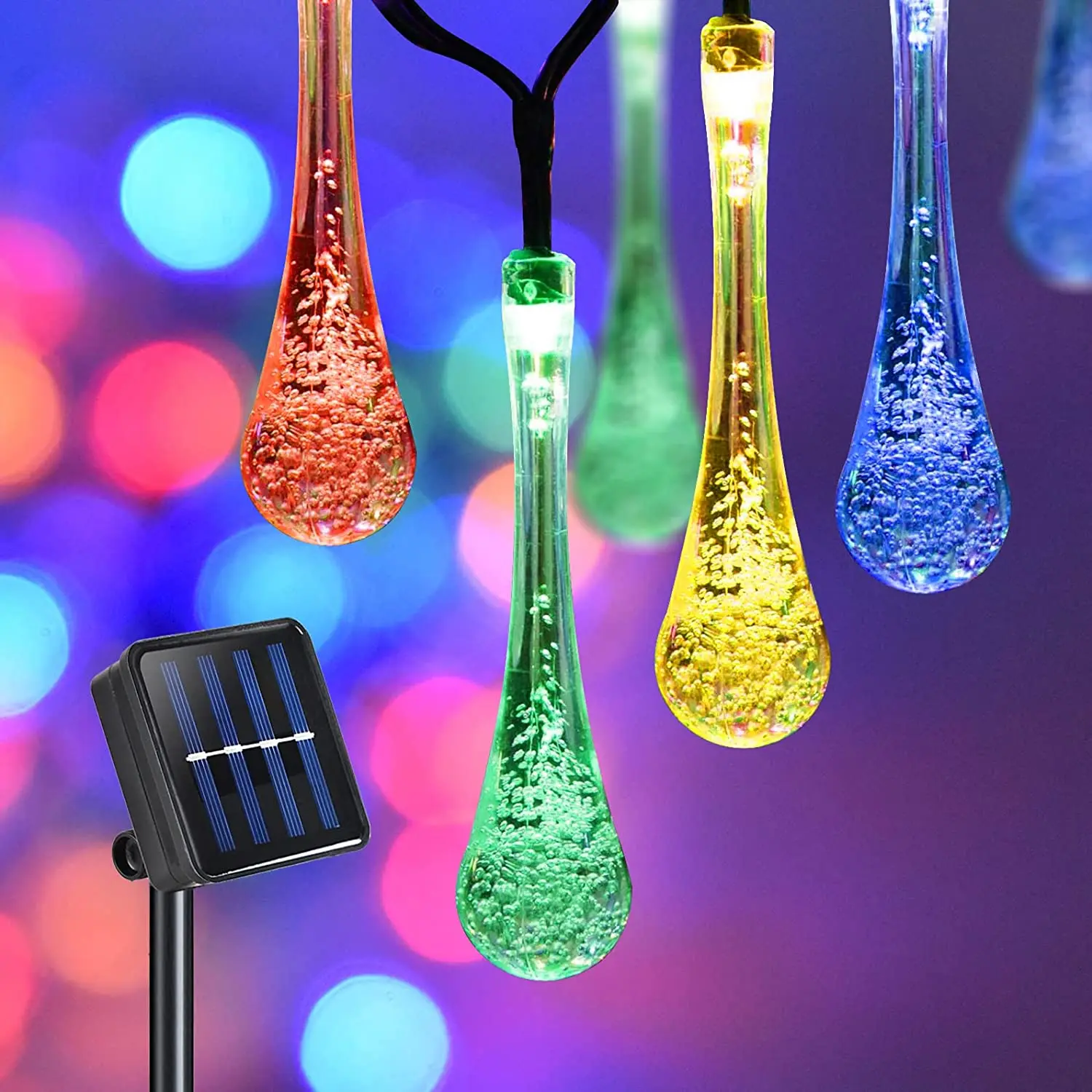 Solar Power Outdoor String Lights Led Water Drop Fairy LightsFor Garden/Patio/Yard/Wedding/Tree/Party Decor 7/12/22M