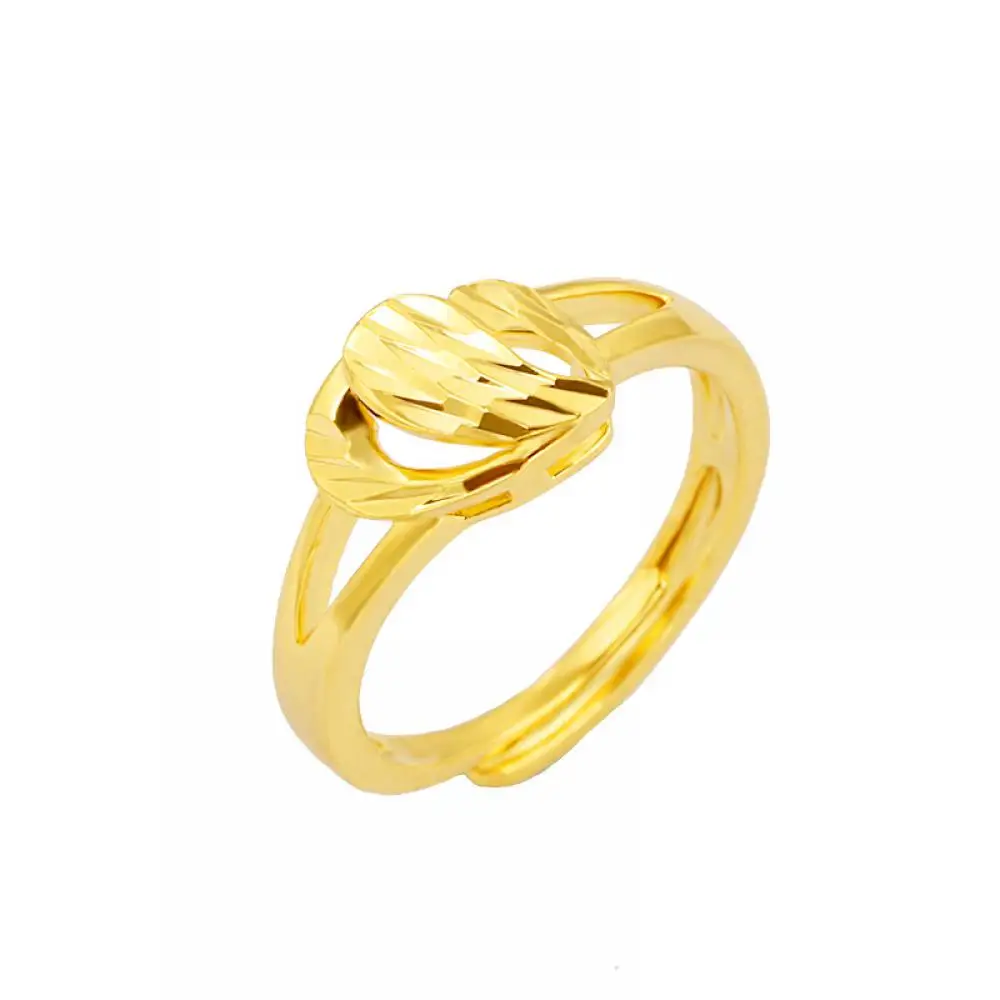 

HOYON 18k Fine Pure Gold Color Rings For Women Cute Double Heart Type 2022 New Trend Floral Ring Jewelry For Wedding Gifts box