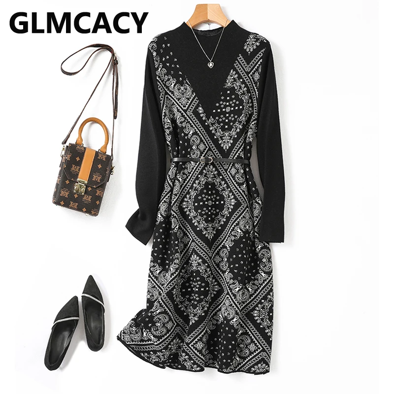 

Ladies' Elegant Knitted Sweater Dress for Plus Size, Loose Fit