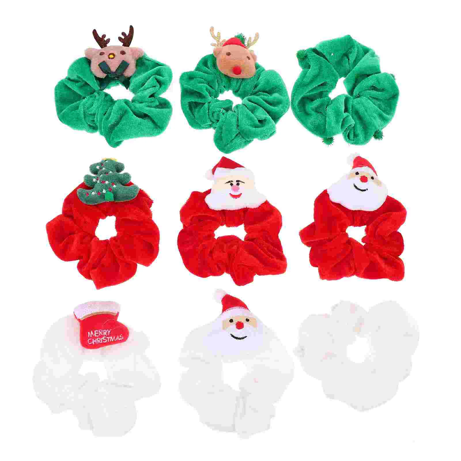

9pcs Elastic Christmas Scrunchies Scrunchy Hair Ties Ponytails Holders