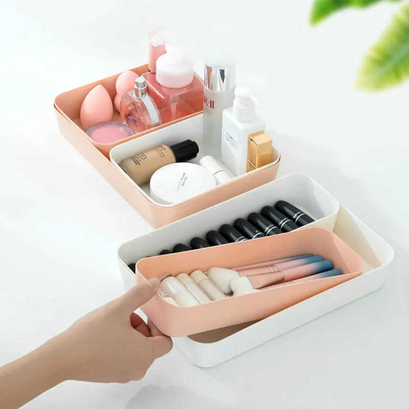 

Desktop Cosmetic Storage Tray Combinable Storage Box Makeup Clothes Tableware Holder Plastic Storage Drawers Underwear Organizer