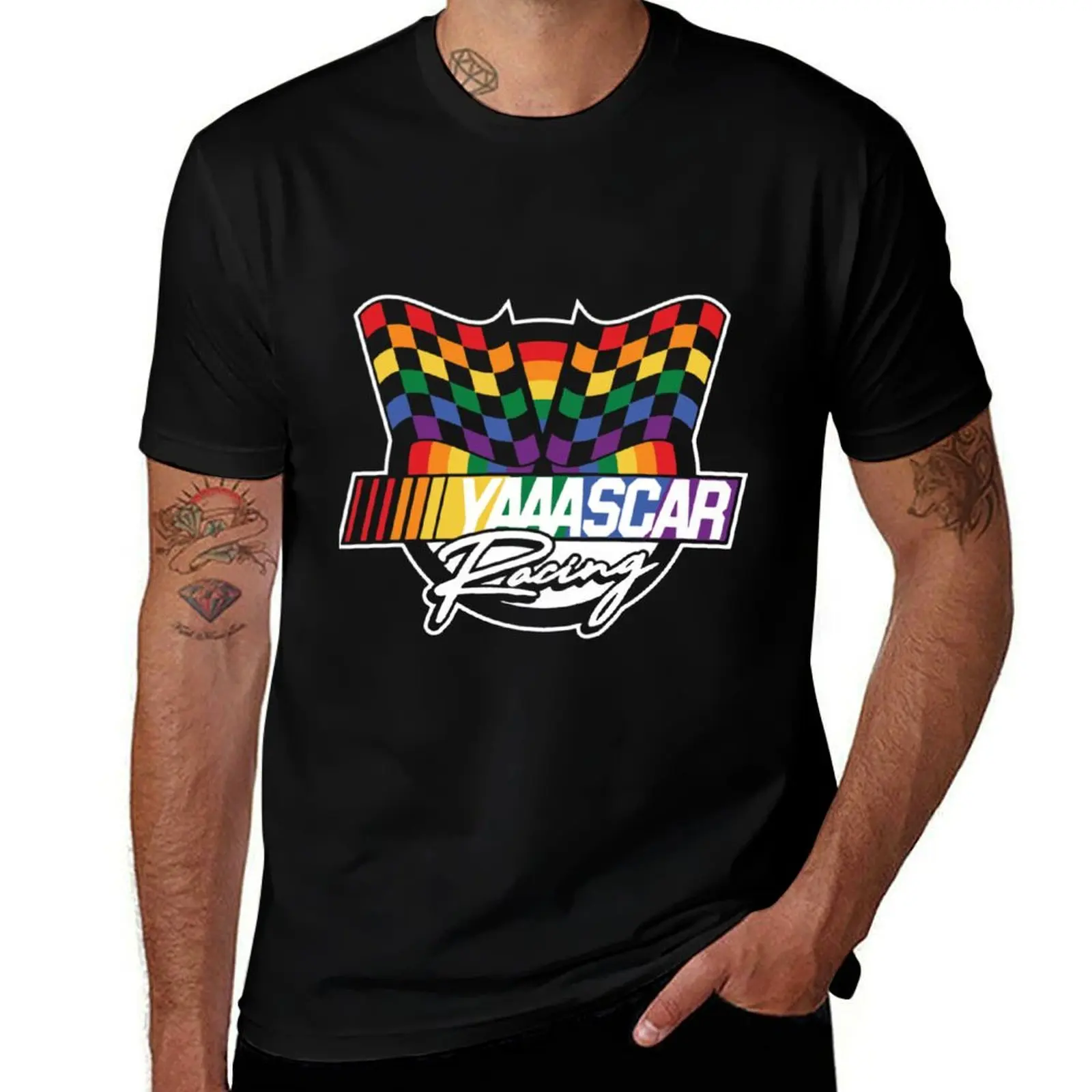 Фото Футболка с коротким рукавом YAAASCAR с клетчатым флагом NASCAR для фестивалей №1
