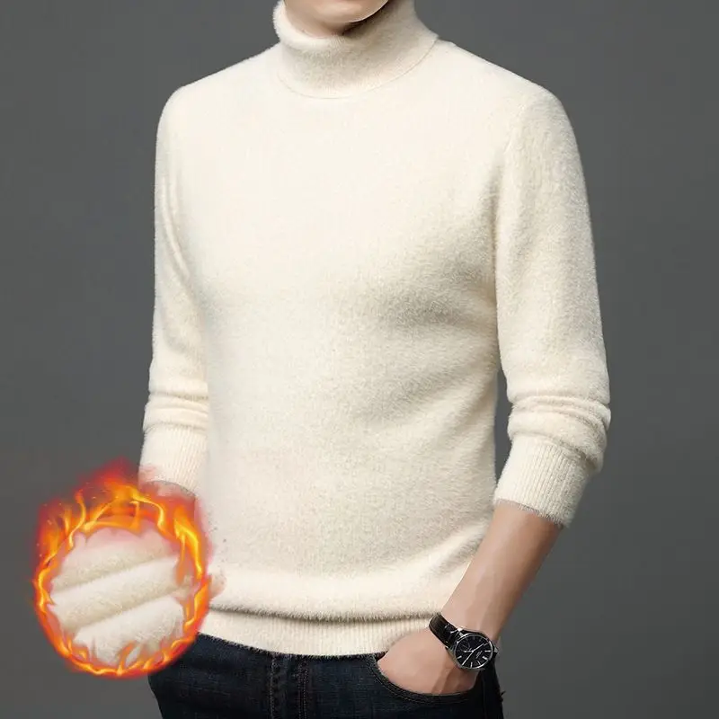 New Autumn/Winter 2022 men's Half-Turtleneck Long-Sleeved Pullover Anti-Mink Thickened Warm Knit Base P8016