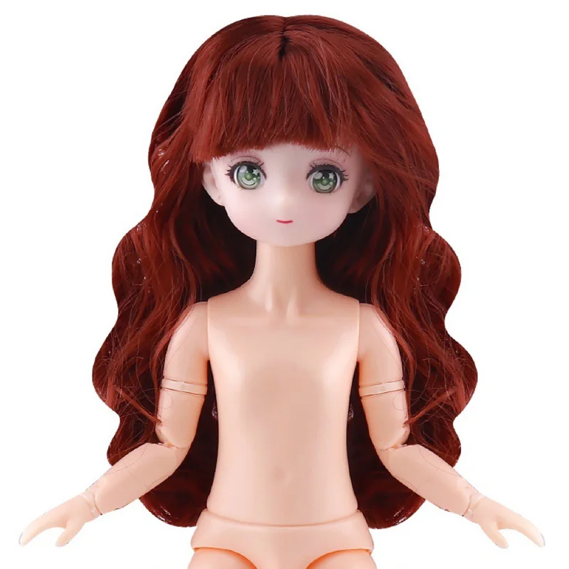 

30cm Bjd Doll 1/6 Anime Face 3D Eye Muscle 23 Joints Long Hair Change Makeup Dres-up Diy Play House Girl Gift Kid Fashion Toys