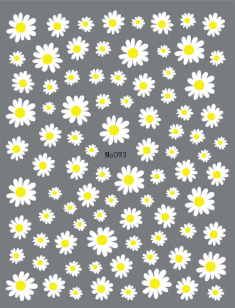 Тисненые наклейки для дизайна ногтей с цветами и маргаритками Слайдеры простой