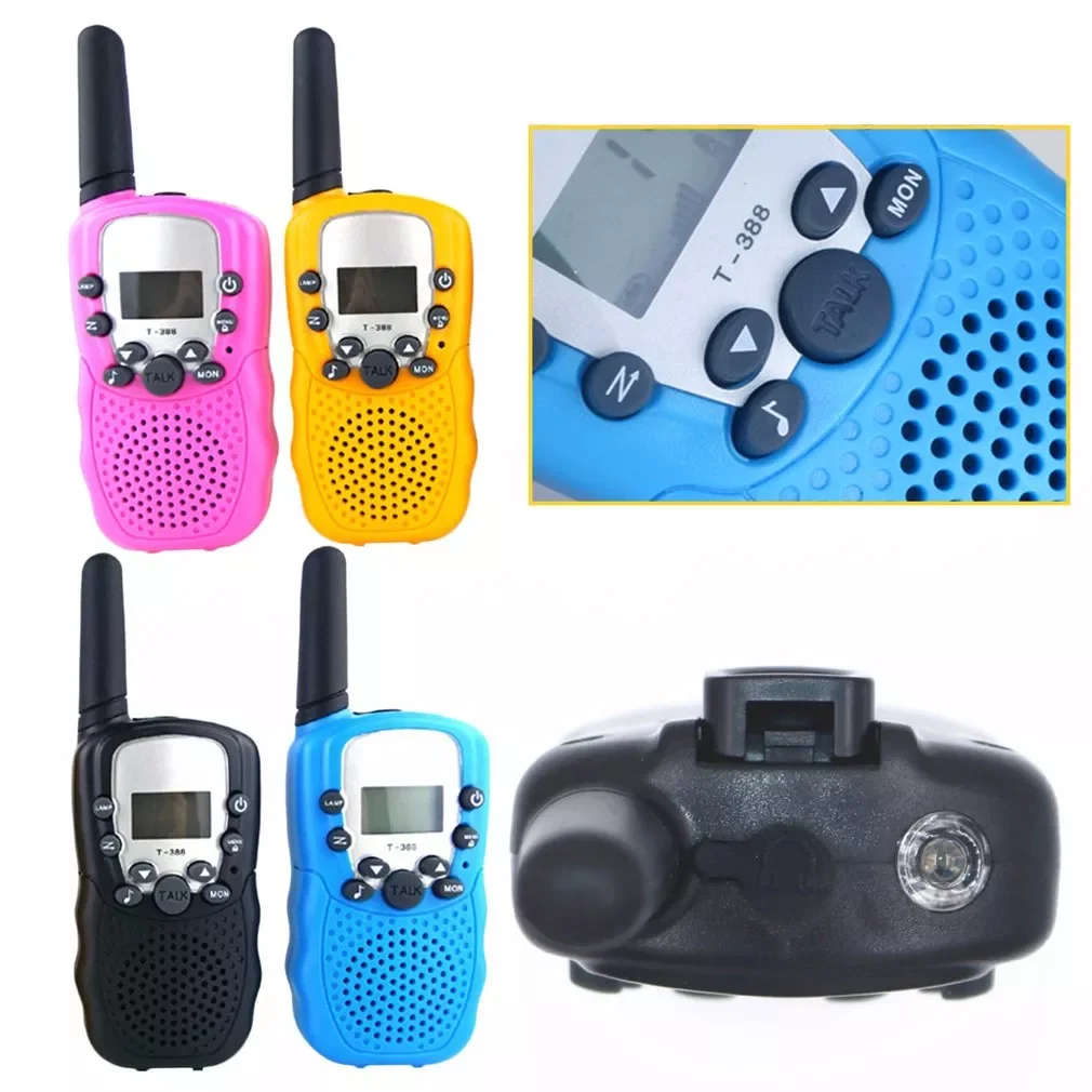 T388 UHF Two Way Radio Portable Handheld Children's Walkie Talkie with Built-in Led Torch Mini Toy Gifts for Kids Boy Girls