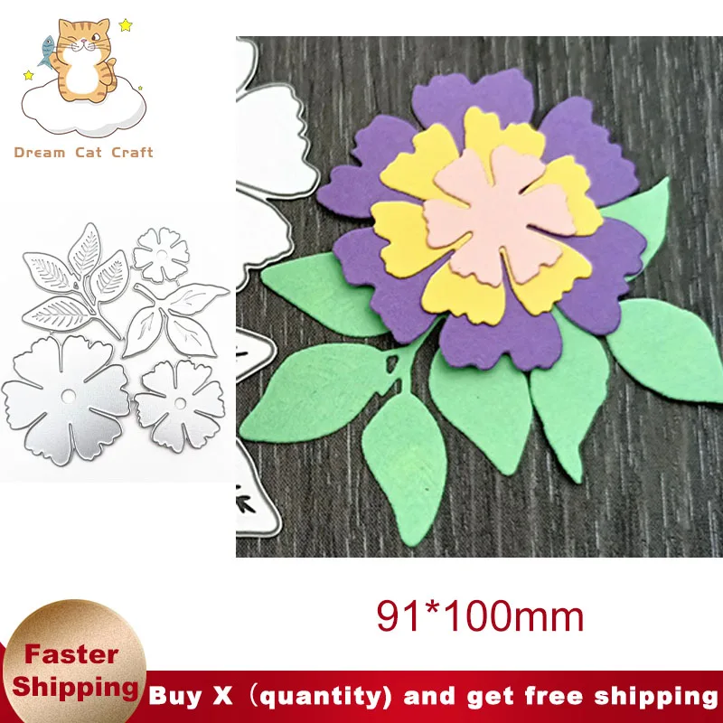 

3D Flower Petal Leaves Combination Metal Cutting Dies Cut Mold Card Scrapbook Paper Knife Mould Blade Punch DIY Handicrafts 2022