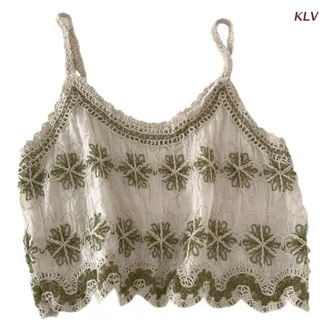 КLV Винтажный женский топ из хлопка и льна