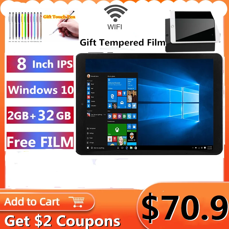 Gift Tempered Film 8 INCH 2GB+32GB Windows 10 Tablet AR1 Dua