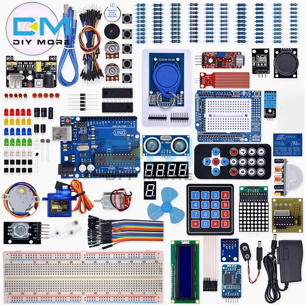 

The Most Complete Starter Kit for Arduino R3 Project Change to Official Motherboard with Course CD