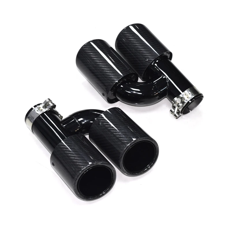 

2pcs/set Dual Out Stainless Steel Car Rear Exhaust Pipe For Audi A4 A5 A6 A7 Up To S4 S5 S6 S7 Black Muffler Tip 60mm Nozzle