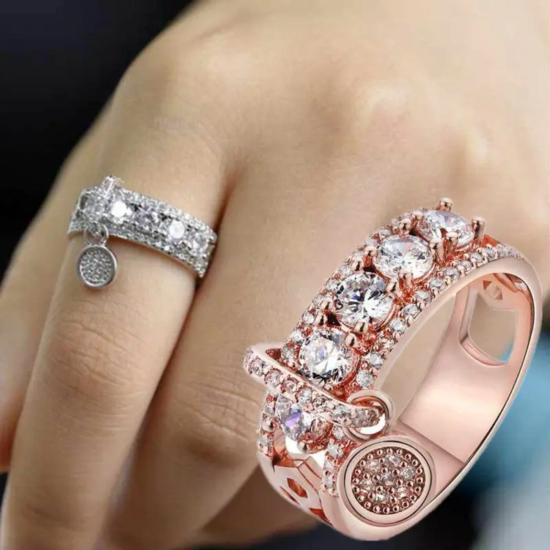 

Cubic Zirconia Rose Gold Women Fashion 925 Silver High Quality Sz 6-10 Jewelry