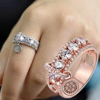 cubic zirconia rose gold women fashion 925 silver high quality sz 6 10 jewelry