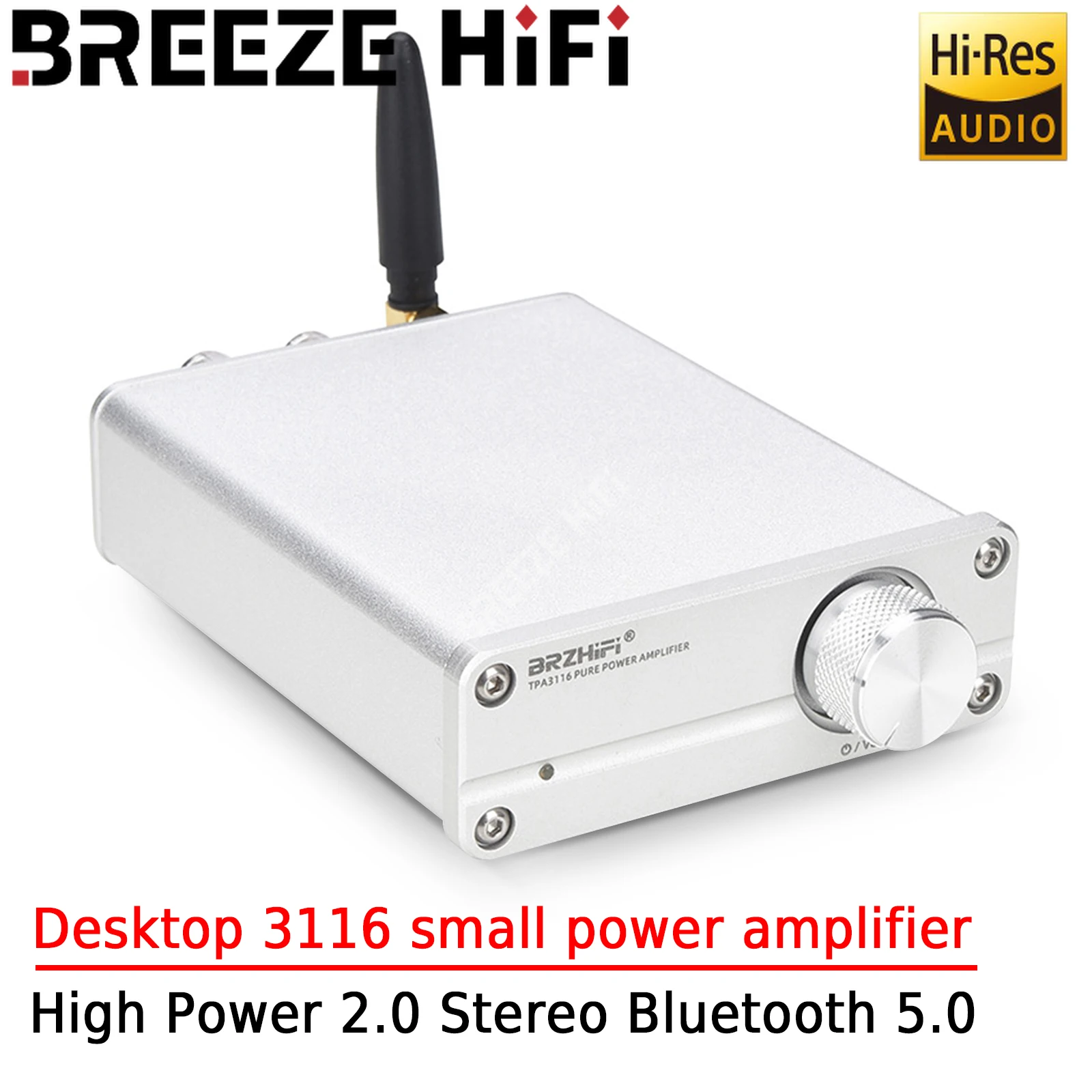 

BREEZE HIFI Desktop 3116 Small Power Amplifier 50W+50W High Power 2.0 Stereo Level High Fidelity Lossless Bluetooth 5.0