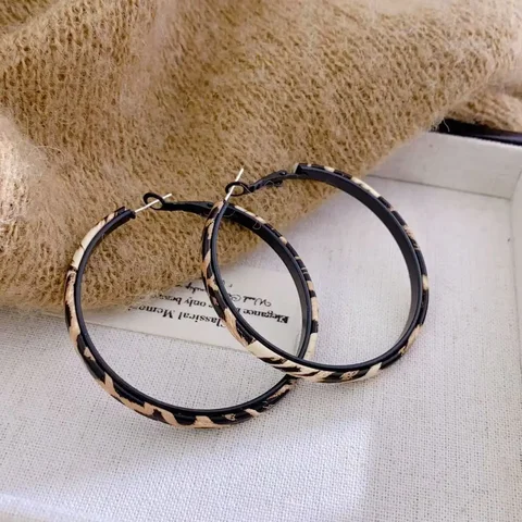 50 мм большие круглые серьги-кольца с леопардовым принтом для женщин, преувеличенные индивидуальные темпераментные простые круглые украшения для ушей Brincos