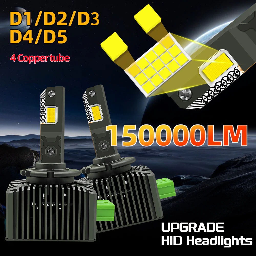 D1S Светодиодные автомобильные фары Лампы D2S D3S D4S D5S Turbo HID Фары 150000 LM Четыре медная