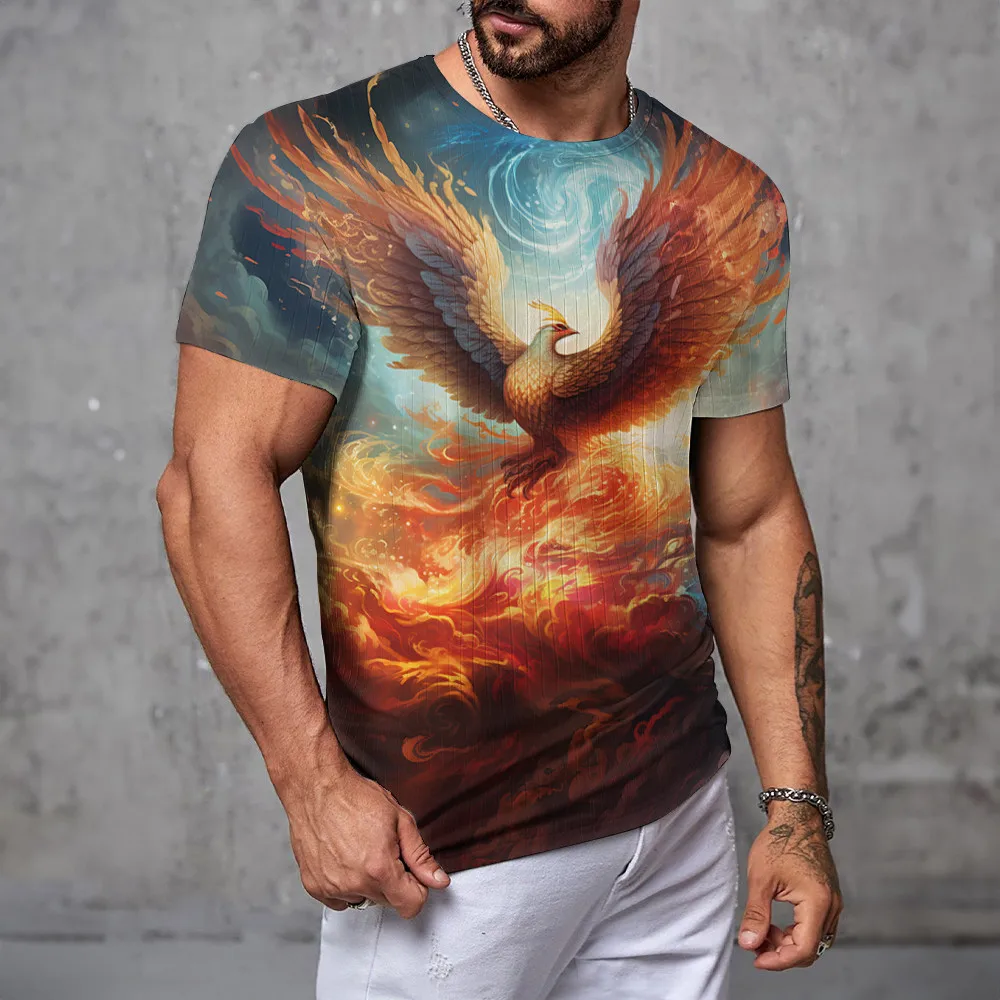 

Футболка мужская оверсайз с коротким рукавом, круглым вырезом и 3D-принтом Феникса