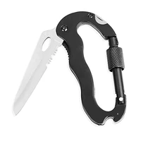 camping equipment stainless steel mini knife carabiner folding pocket outdoor edc military tactical survival multitool gear