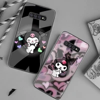 cute cartoon kuromi phone case tempered glass for samsung s20 ultra s7 s8 s9 s10 note 8 9 10 pro plus cover