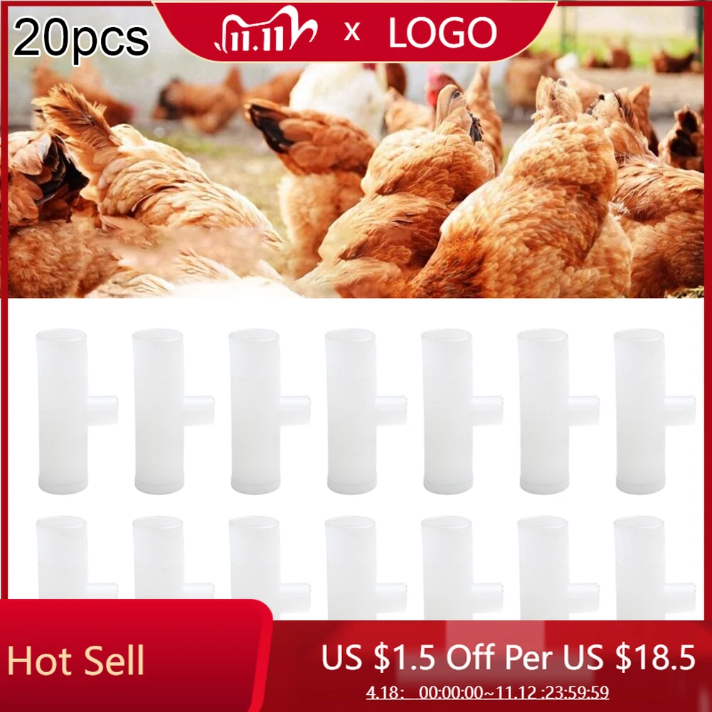 

20pcs 1/2 Inch PVC T-shaped Pipe Joint Automatic Waterer Drinker Cup/nipple For Chicken Poultry Drinking