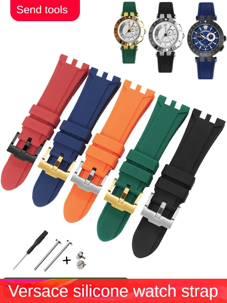 Силиконовый ремешок для часов мужчин с V-e-r-s-a-c-e верьевая серия GMT вогнутая