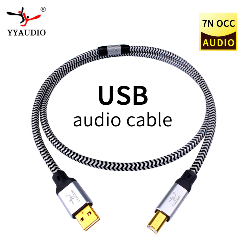 

Hifi USB Audio Cable A-B Port Upgrade Line 7N OCC Silver 24K Gold Plated OFC Shielding Hifi USB Data Audio Digital Cable For DAC