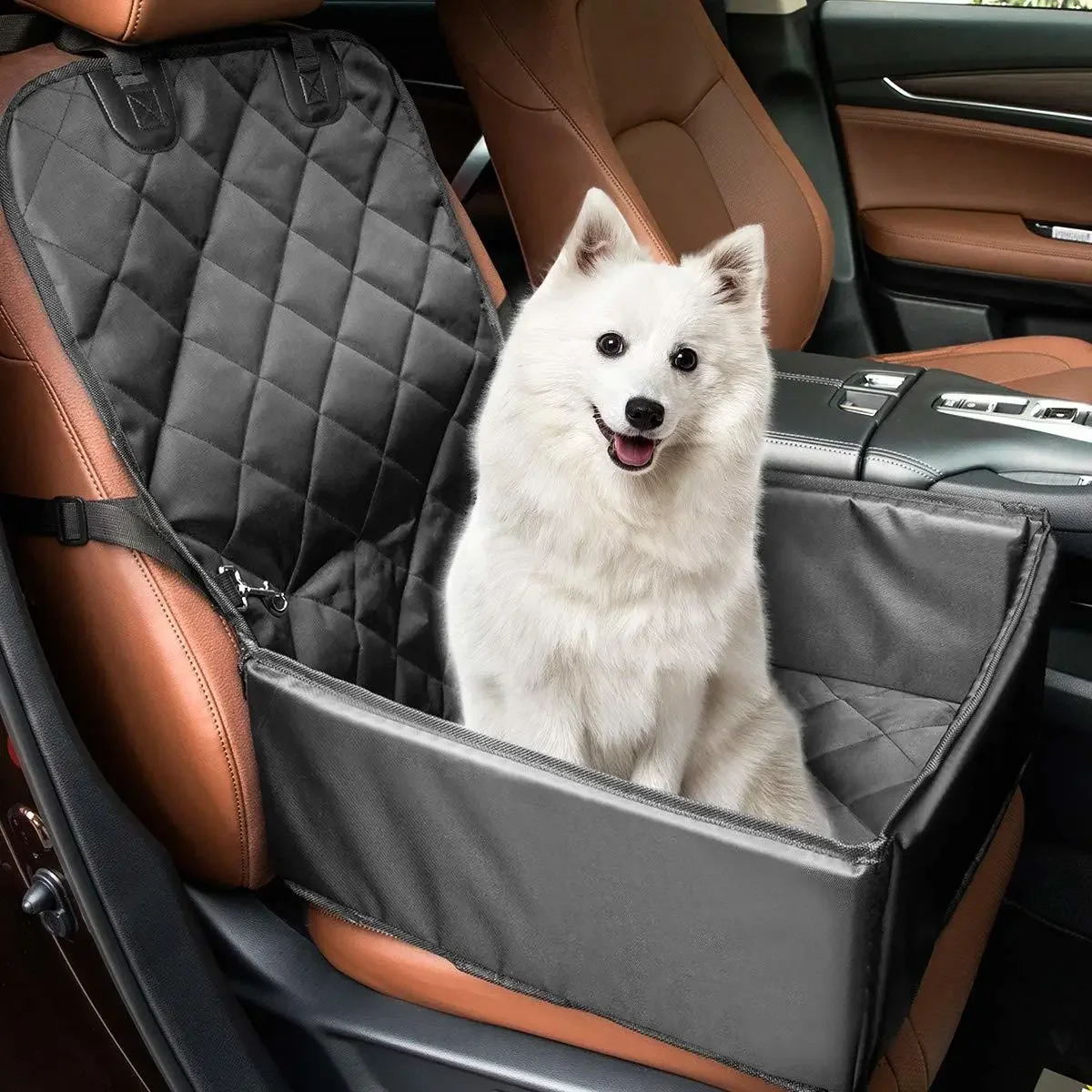 

Bed Dog Car Seat Cover Folding Hammock Pet Carriers Bag Carrying Anti-Collapse Pet Booster Car Seat with Clip-On Safety Leas