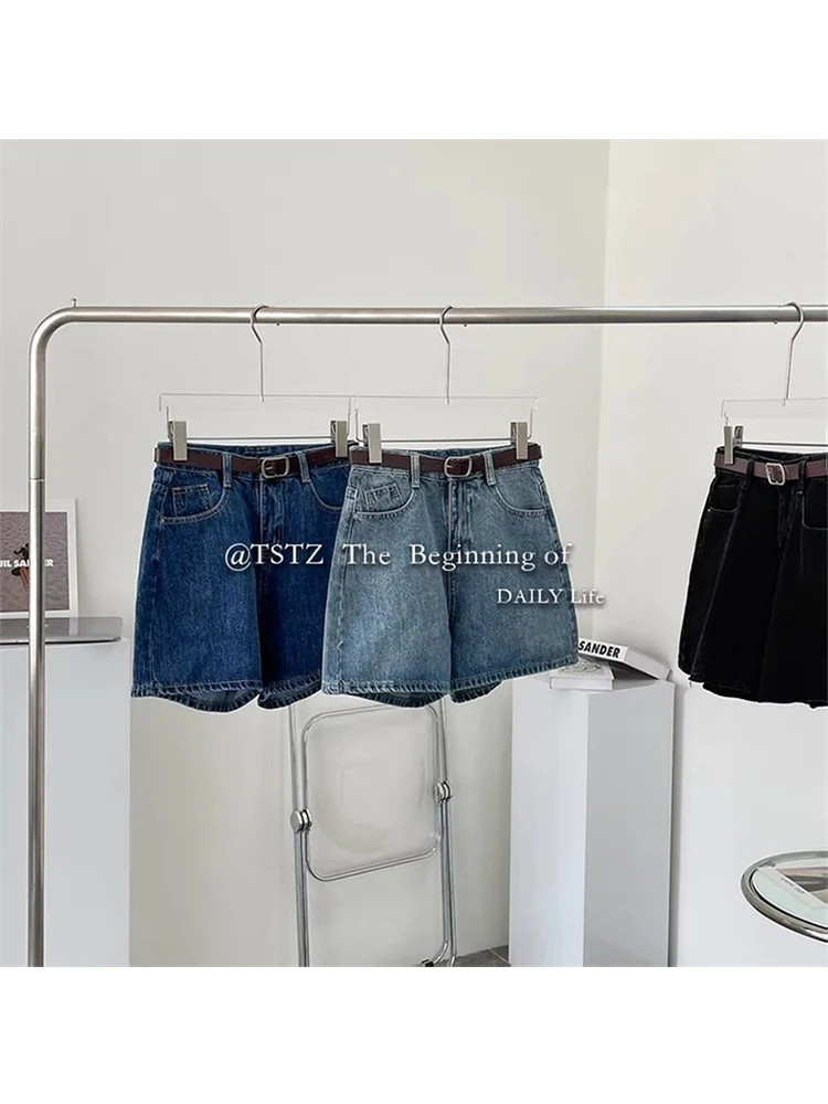 Джинсовые шорты для женщин классические винтажные шикарные однотонные Широкие