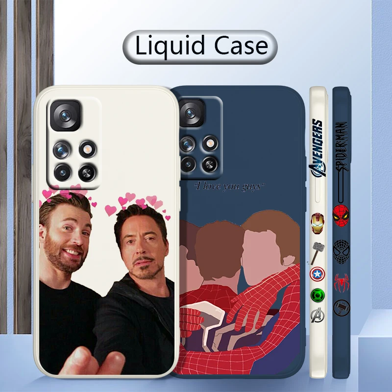 

Marvel Avengers Cute For Redmi K50 K40 K30 K20 10C X 9C AT A 8A 7A Gaming Pro Plus Liquid Left Rope Silicone Phone Case