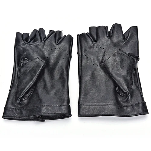 1Pair Women Punk Short Synthetic Leather Gloves Fashion Half Finger Fingerless Gloves Lady Handsome Black Gloves images - 6