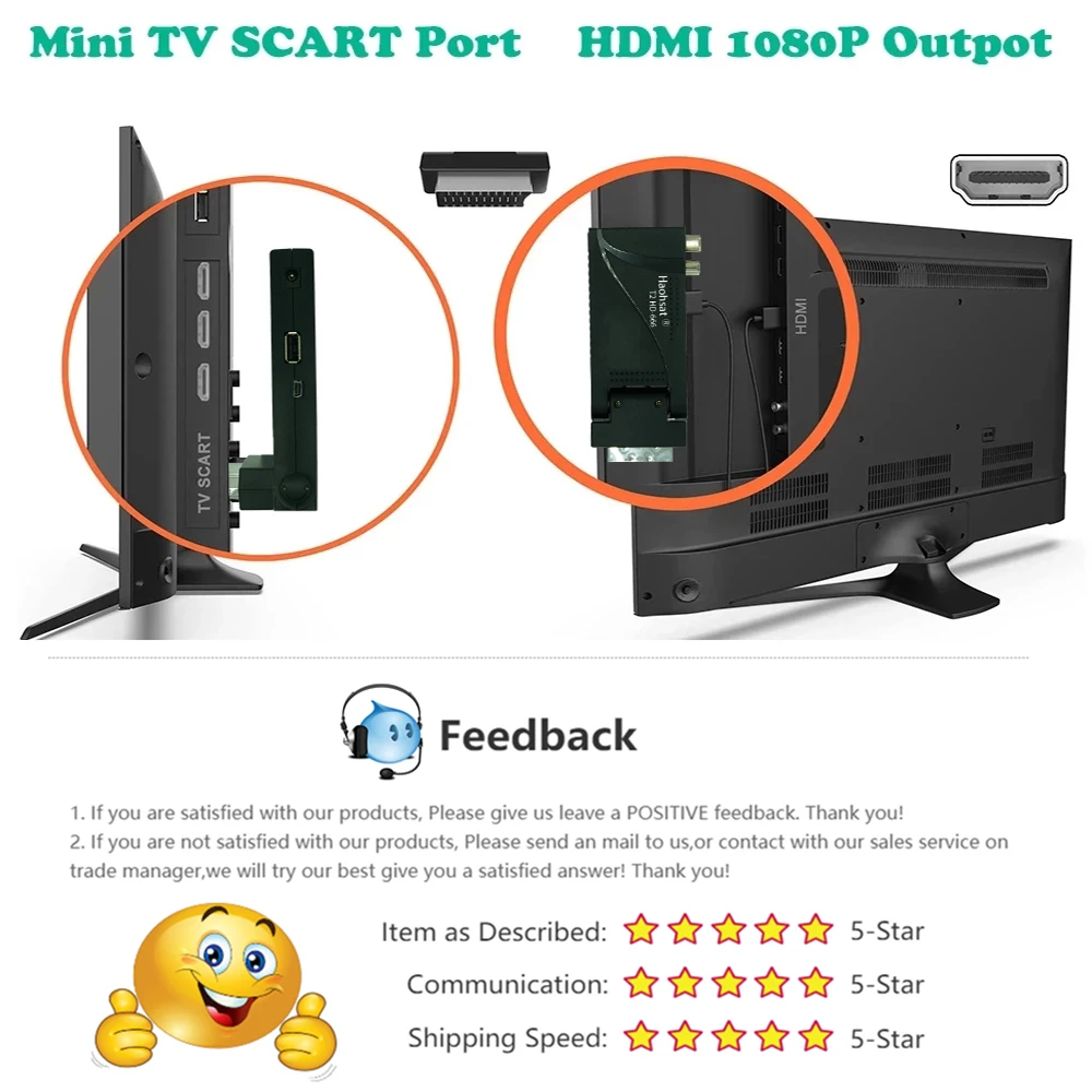 Haohsat DVB T2 HD-666 Scart HD цифровой H.265 HEVC 10-битный ТВ-приемник для
