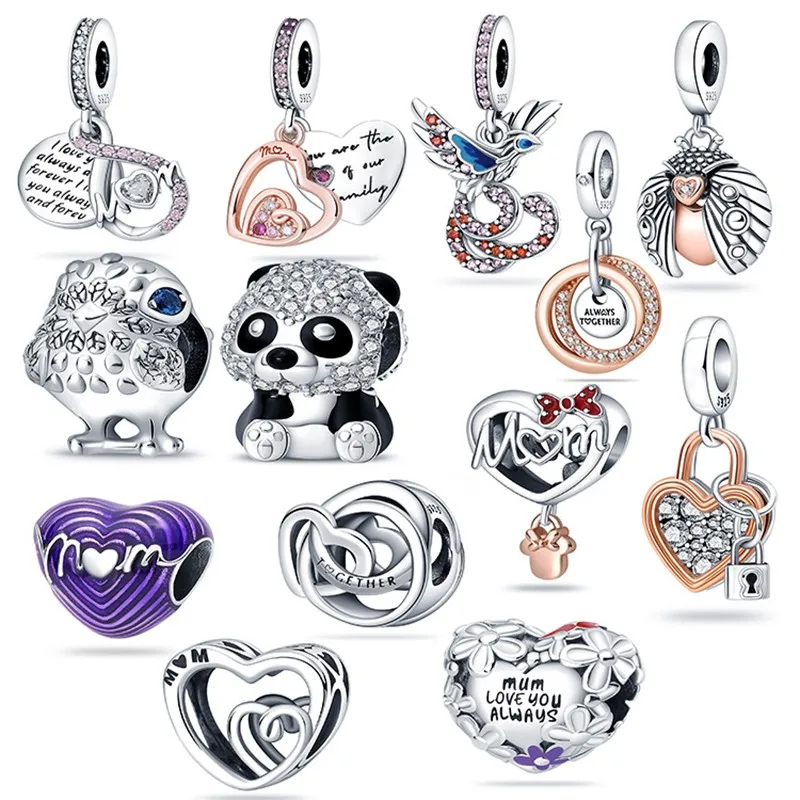 

Tibetan Silver Gift Mother Daisy Lucky Ladybug Heart Charm Beads Fit Original Bracelet DIY Jewelry