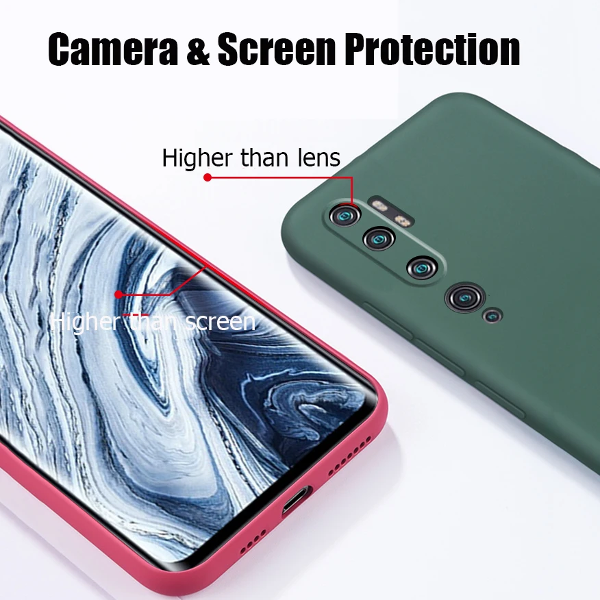 For Xiaomi Mi Note 10 Pro Case Liquid Silicone Soft Matte Cover For Xiaomi Redmi Note 10 Pro Mi Note 10 Lite Phone Cases