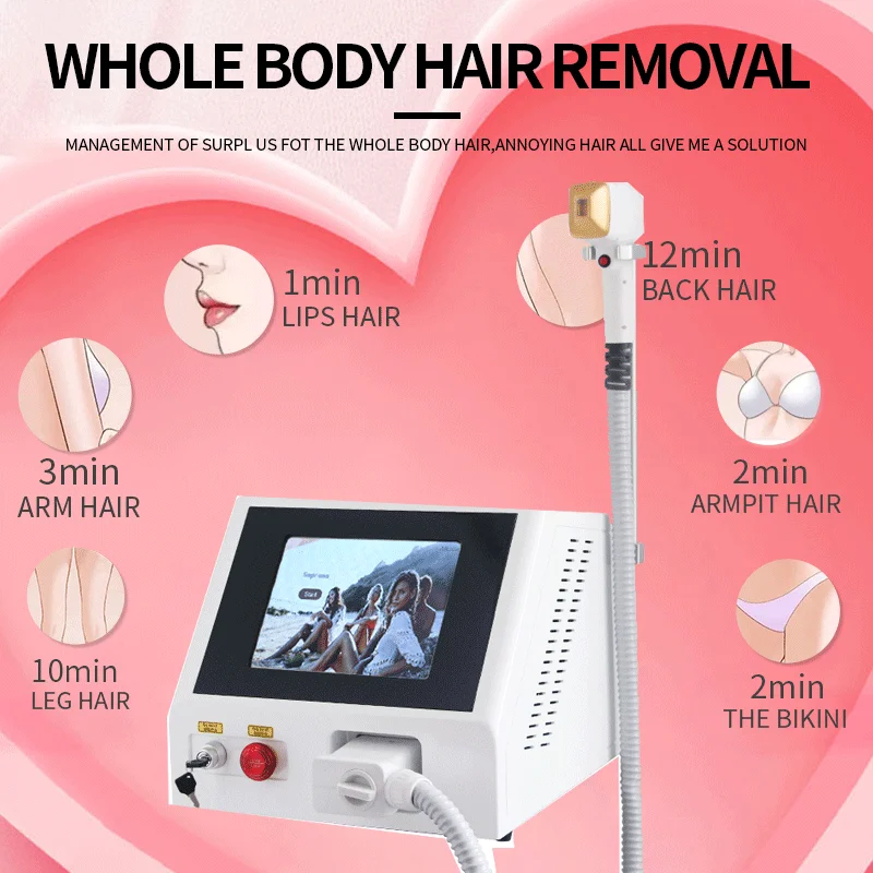 

Free Shipping Professional Newest Diode Laser Equipment Hair Removal Machine 755Nm 808Nm 1064Nm Acne Scars Permanet Painless