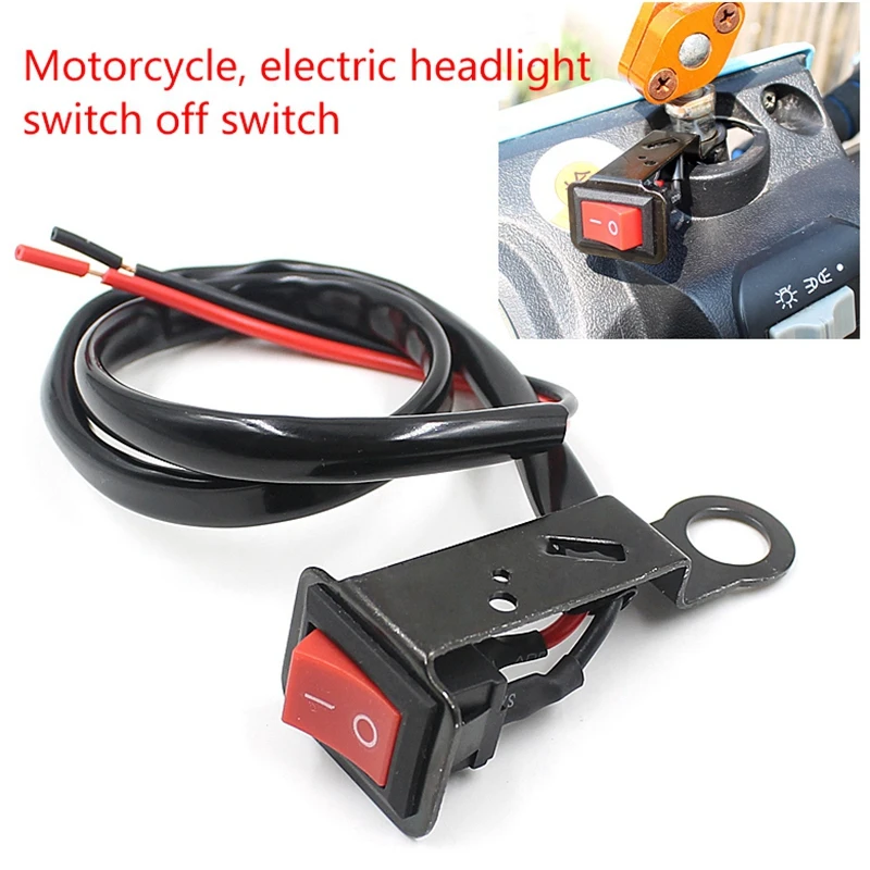 Universal Motorcycle Refit Black LED Light Flameout Switch With Wire Harness