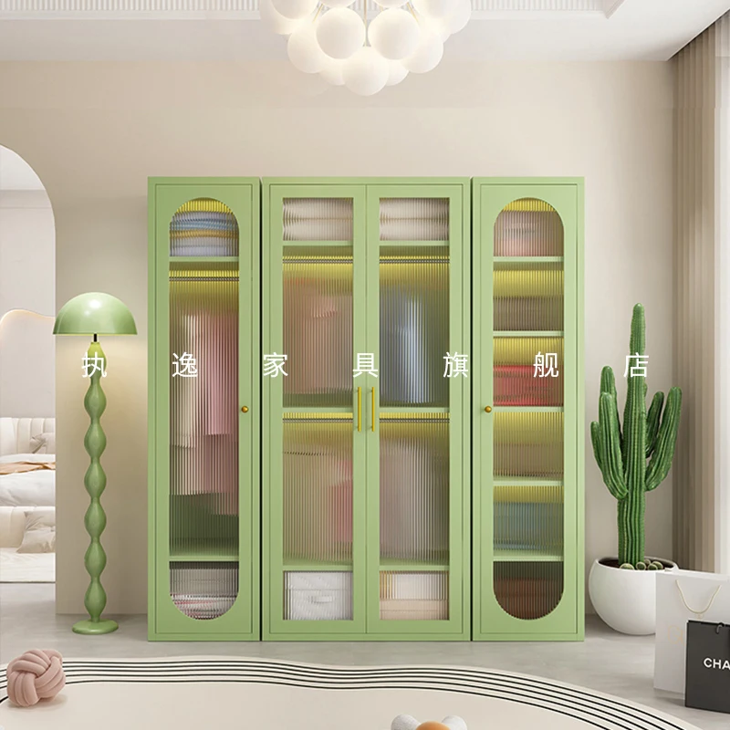 

Oganizers Clothes Wardrobe Storage Entry Jeans Simple Modern Wardrobe Hanger Space Saver Glass Door Ropero Armable Decoration