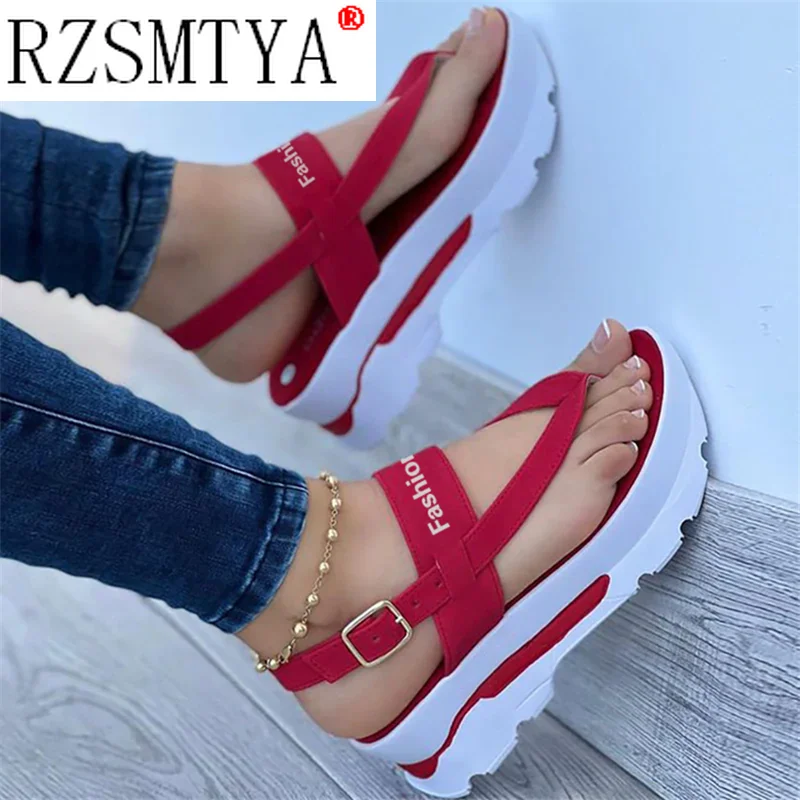 

Summer 2022 Cross-border Trade Large Size Ramp Toe Buckle Strap Sandals for Women To Wear Roman Sandals