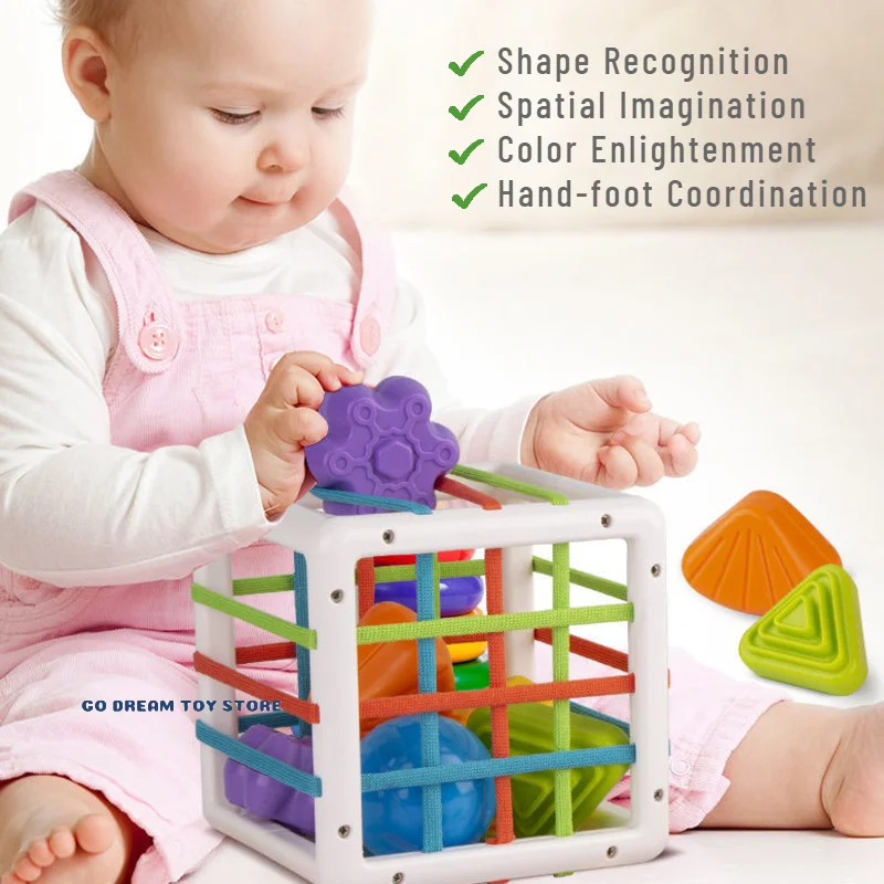 

Children Bebe Birth 0-12 Months Gift New Colorful Shape Blocks Sorting Game Baby Montessori Learning Educational Toys