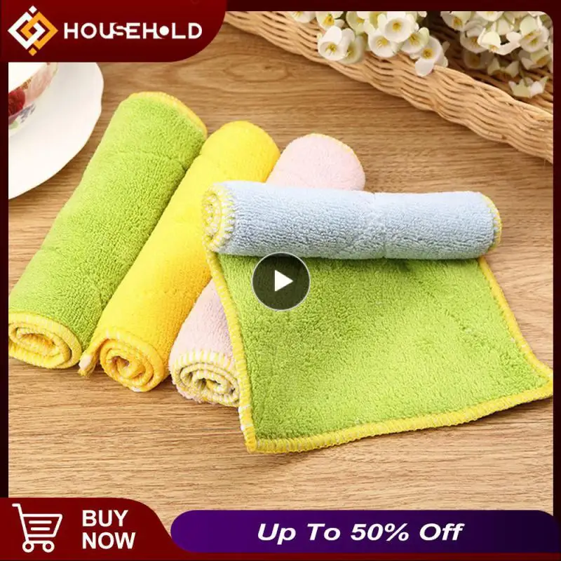 

Soft Water Absorption Rag Double-sided Absorbent Dish Towels Good Air Permeability Padded Dishwashing Towel Easy To Clean Wipes