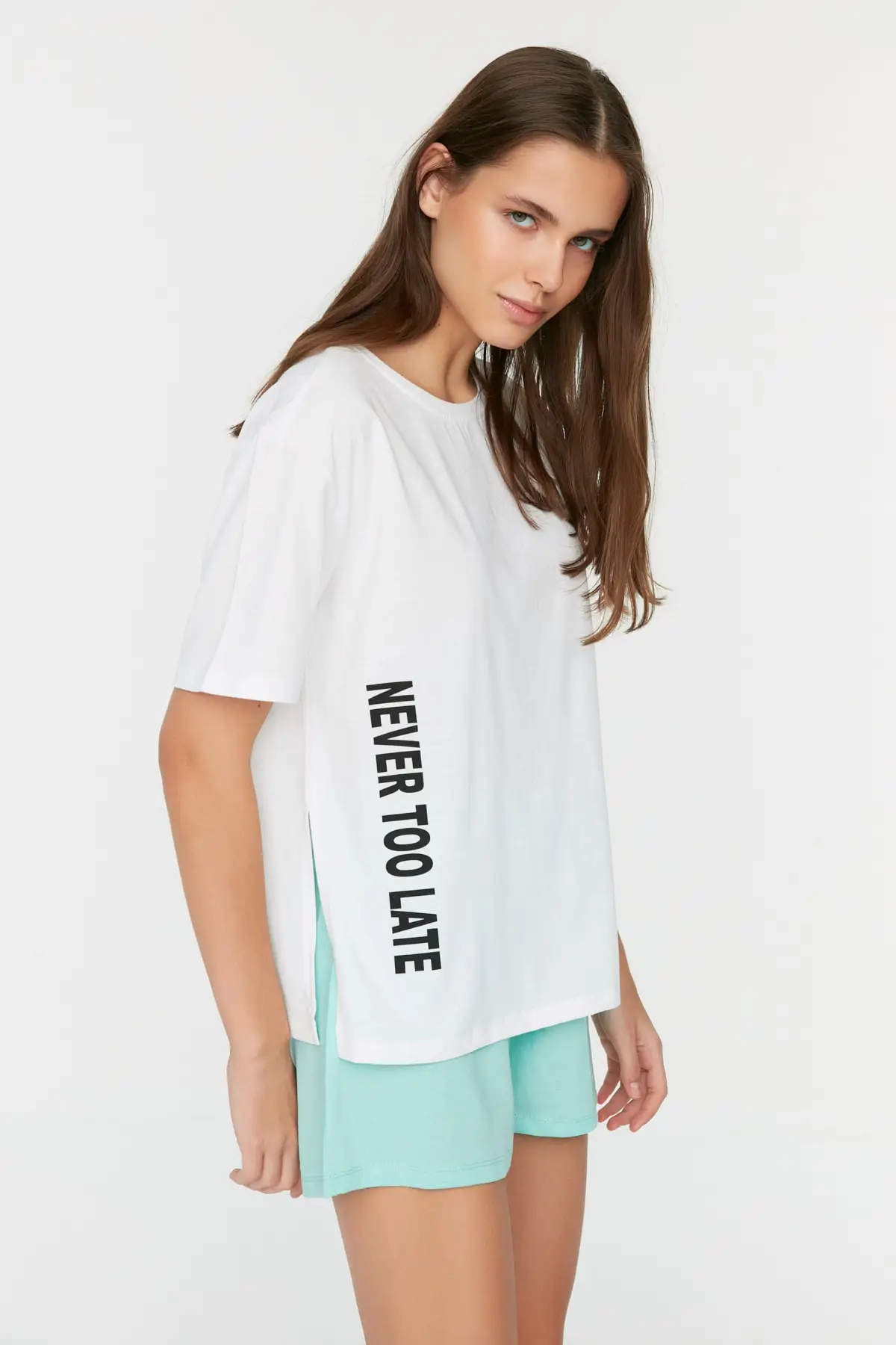 

Printed Slash Detailed Knitted Pajamas Set THMSS22PT0729