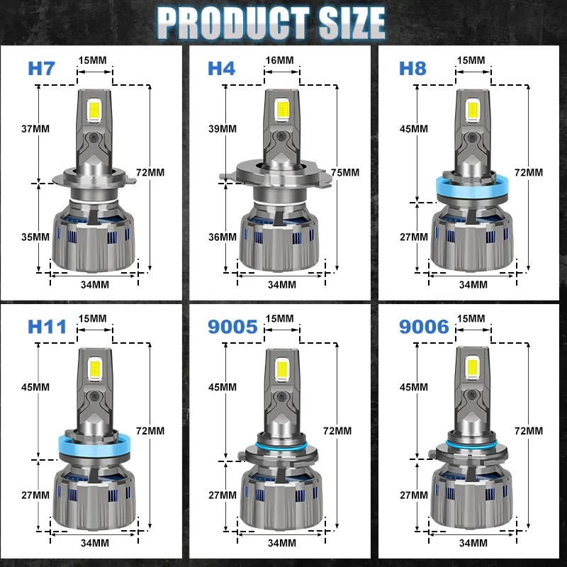 Dualvision LED H4 High Low Beam 150000LM 480W H7 H11 H1 H8 H9 9005 HB3 9006 HB4 9012 HIR2 H16 5570 CSP Bi LED Car Lights Canbus images - 6