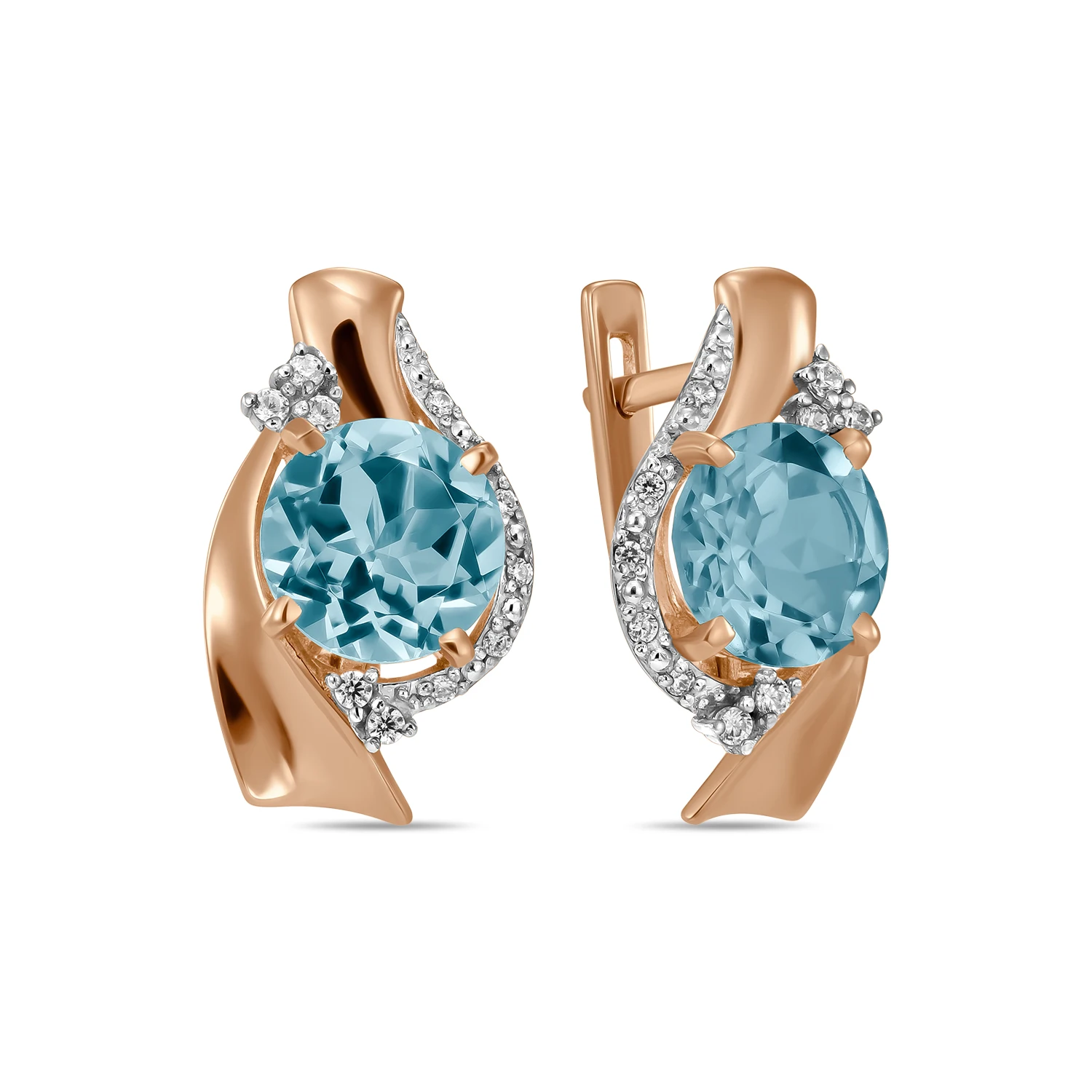 Золотые серьги c топазом 585 пробы MIUZ Diamonds (Московский ювелирный