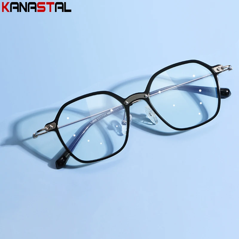 

New Women Anti Blue Light Blocking Glasses Retro TR Metal Round Eyeglasses Frame Ultralight Optical Spectacle Myopia Men Eyewear