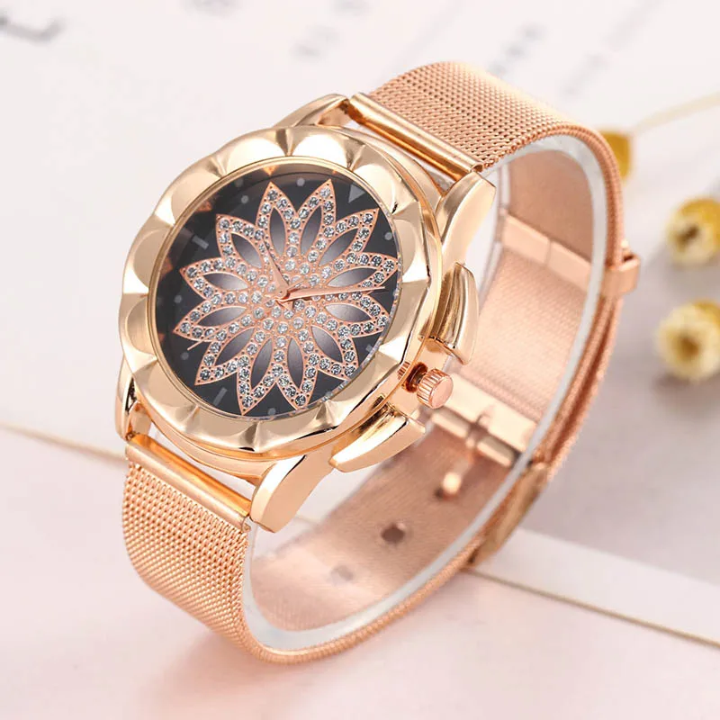 2023 New Hot Leisure Simple Flower Shape Time Running Dial Women's Quartz Watch Girlfriend Fashion Exquisite Gift