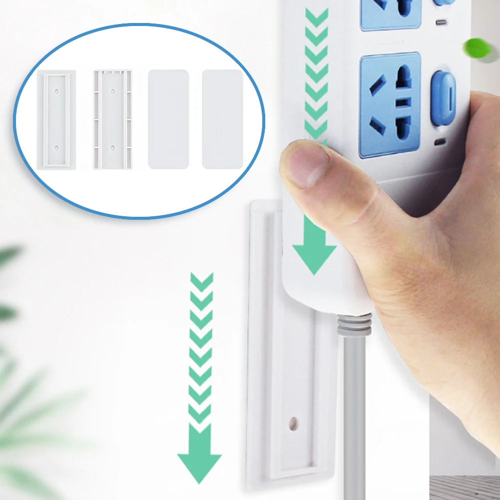

1PC White Socket Paste Fixer Patch Panel Holder Wall Hanging Plug Fixing Device Punch-Free Plug Multi-Purpose Hooks