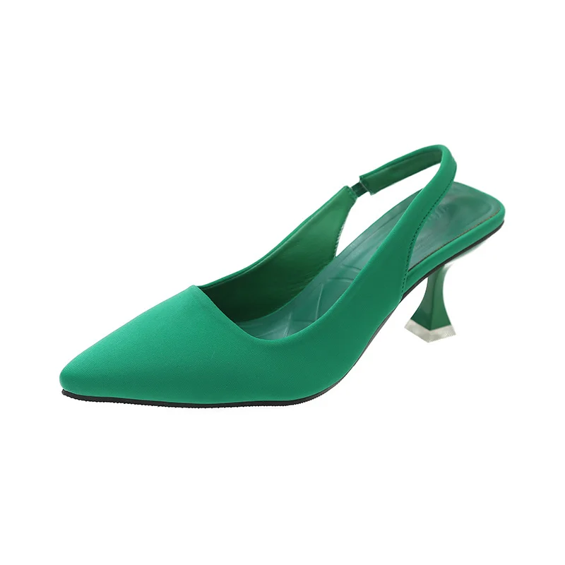 Summer Women Heels Sandals Red Pointed Slingback Sandals Shoes Green Black Purple Kitten Heels Party Prom Ladies Stilettos