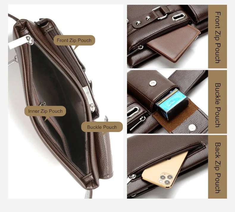 Men's Waist Bags New Sports Shoulderbag Sling Multi-functional Wallet Outdoor Travel PU Messenger bag Cycling Moneybag Purse