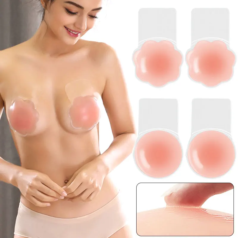 

Women Breast Pasties Lift Reusable Self Adhesive Silicone Invisible Sticky Bra Breast Pasty Nipple Cover Chest Paste Push Up