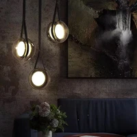 nordic creative black belt study chandelier danish designer restaurant bar minimalist light luxury gray round glass ball lamps